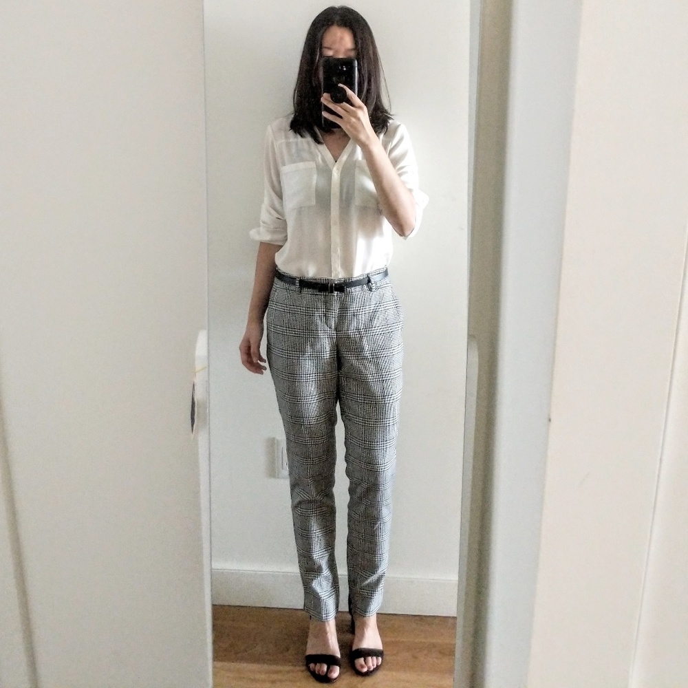 Slim straight-fit plaid dress pant